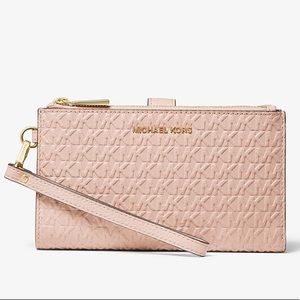 NWT MICHAEL KORS Adele Logo Debossed Leather